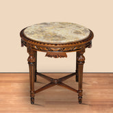 Masuta circulara maro clasica stil baroc, H. 55 cm, diametru 57 cm